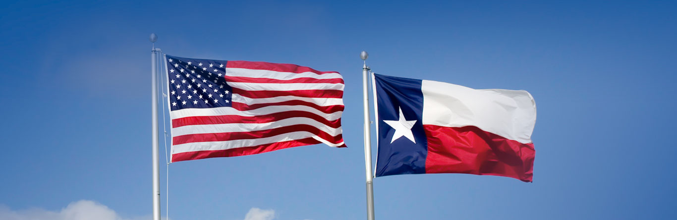 U.S. and Texas flags